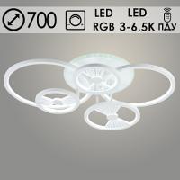 Люстра DK06077/5 PR WH белый 144W+8W LED RGB 3000-6500K d700 ПДУ(ИК) диммер, HN23
