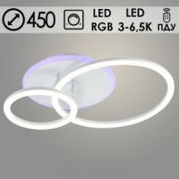Люстра DK06063/2 PR WH белый 56W+6,5W LED RGB 3000-6500K d450 ПДУ(ИК) диммер, HN23