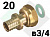 Переходник прямой с вн.резьб. и накидной гайкой Америк. 20хG3/4" Prado FP04005