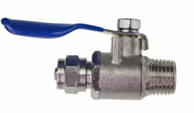 Кран шаровый  1/4"х 1/4   резьба - цанга метал. F9004