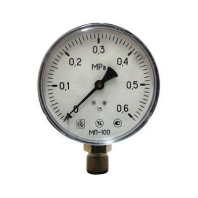 Манометр  1/2"(М20х1,5) 0,6МПа  d-100мм  (вода, газ) радиальный нижн.подкл.